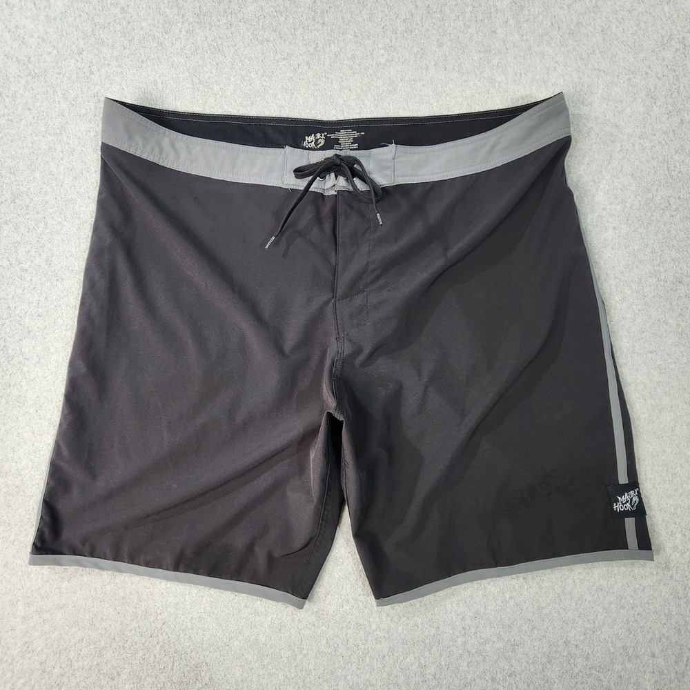 Maori Hook Swim Trunks‎ Mens Size 40 Black Gray Shorts